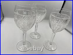 Set of 3 Ralph Lauren Crystal HERRINGBONE Goblets Glasses 8 3/4