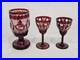 Set of 3 Vintage Crystal Ruby Red Cut to Clear Cups Czech Bohemian Glassware