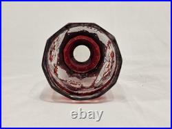 Set of 3 Vintage Crystal Ruby Red Cut to Clear Cups Czech Bohemian Glassware