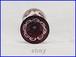 Set of 3 Vintage Crystal Ruby Red Cut to Clear Cups Czech Bohemian Glassware