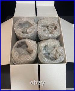 Set of (4) AJKA Crystal Cut to Clear ARABELLA Stemmed Wine Glasses in Box Vntg