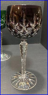 Set of (4) AJKA Crystal Cut to Clear ARABELLA Stemmed Wine Glasses in Box Vntg