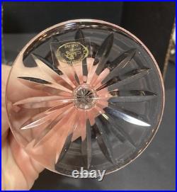 Set of (4) AJKA Crystal Cut to Clear ARABELLA Stemmed Wine Glasses in Box Vntg