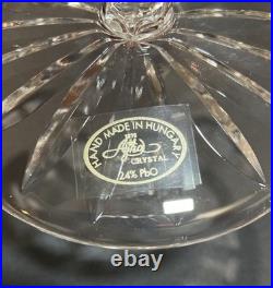 Set of (4) AJKA Crystal Cut to Clear ARABELLA Stemmed Wine Glasses in Box Vntg