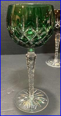 Set of (4) AJKA Crystal Cut to Clear ARABELLA Stemmed Wine Glasses in Box Vntg