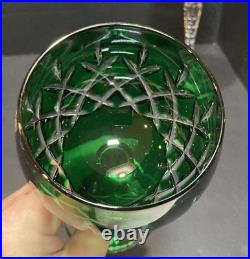 Set of (4) AJKA Crystal Cut to Clear ARABELLA Stemmed Wine Glasses in Box Vntg