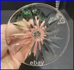 Set of (4) AJKA Crystal Cut to Clear ARABELLA Stemmed Wine Glasses in Box Vntg