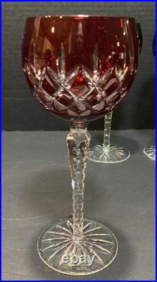 Set of (4) AJKA Crystal Cut to Clear ARABELLA Stemmed Wine Glasses in Box Vntg