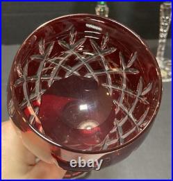 Set of (4) AJKA Crystal Cut to Clear ARABELLA Stemmed Wine Glasses in Box Vntg