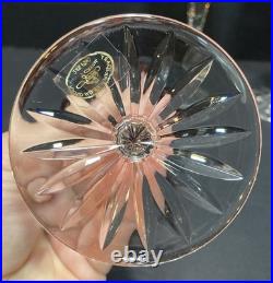 Set of (4) AJKA Crystal Cut to Clear ARABELLA Stemmed Wine Glasses in Box Vntg