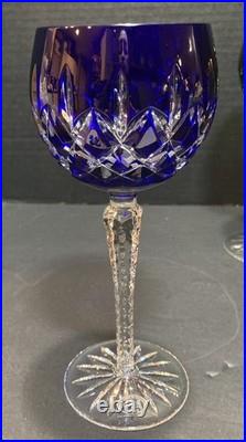 Set of (4) AJKA Crystal Cut to Clear ARABELLA Stemmed Wine Glasses in Box Vntg