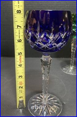 Set of (4) AJKA Crystal Cut to Clear ARABELLA Stemmed Wine Glasses in Box Vntg