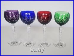 Set of 4 Ajka Arabella Cut to Clear Crystal Hock Wine Goblets 8 1/4