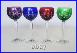 Set of 4 Ajka Arabella Cut to Clear Crystal Hock Wine Goblets 8 1/4