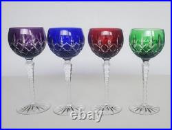Set of 4 Ajka Arabella Cut to Clear Crystal Hock Wine Goblets 8 1/4
