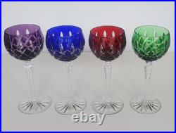 Set of 4 Ajka Arabella Cut to Clear Crystal Hock Wine Goblets 8 1/4