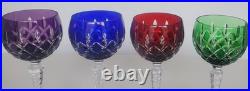 Set of 4 Ajka Arabella Cut to Clear Crystal Hock Wine Goblets 8 1/4
