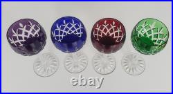 Set of 4 Ajka Arabella Cut to Clear Crystal Hock Wine Goblets 8 1/4