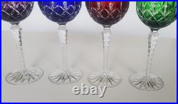 Set of 4 Ajka Arabella Cut to Clear Crystal Hock Wine Goblets 8 1/4