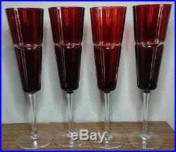 Set of 4 Ajka Hungary MOVADO Edition Crystal Old Fashioned Champagne Flute