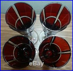 Set of 4 Ajka Hungary MOVADO Edition Crystal Old Fashioned Champagne Flute
