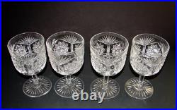 Set of 4 Antique Cut Glass Crystal Goblets Wine Glasses Hobstars Fans