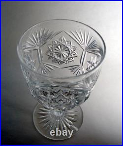 Set of 4 Antique Cut Glass Crystal Goblets Wine Glasses Hobstars Fans