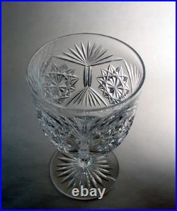 Set of 4 Antique Cut Glass Crystal Goblets Wine Glasses Hobstars Fans