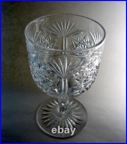 Set of 4 Antique Cut Glass Crystal Goblets Wine Glasses Hobstars Fans