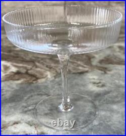 Set of 4 Art Deco Coupe Glasses Cocktail Champagne wedding Ribbed Speak Easy