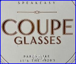 Set of 4 Art Deco Coupe Glasses Cocktail Champagne wedding Ribbed Speak Easy