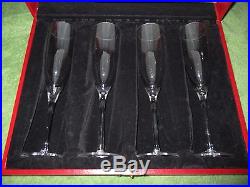 Set of 4 Cartier Crystal Champagne Flutes Presentation Box