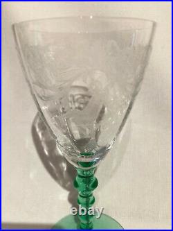 Set of 4 Central Glass MORGAN Crystal & Green Goblets Unused