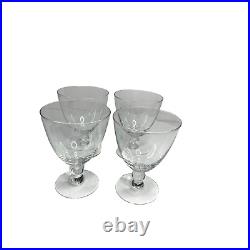 Set of 4 Clear Crystal Glasses Unknown Design