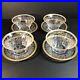 Set of 4 Finger Bowls & Under Plates, Thin Blown Crystal, Cut, Polished, Gilted