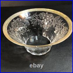 Set of 4 Finger Bowls & Under Plates, Thin Blown Crystal, Cut, Polished, Gilted