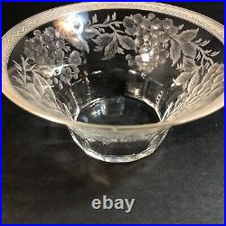 Set of 4 Finger Bowls & Under Plates, Thin Blown Crystal, Cut, Polished, Gilted