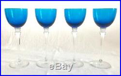 Set of 4 French Crystal, Saint (St) Louis Grand Lieu Sky Blue 9 Hocks, Wine