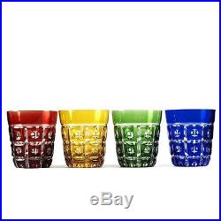Set of 4 German Arnstadt Faberge Colored Crystal Tumblers Glasses