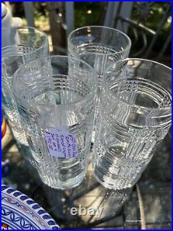 Set of 4 Glen plaid Pattern Crystal 5 1/4 Highball Glasses Etched