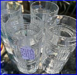 Set of 4 Glen plaid Pattern Crystal 5 1/4 Highball Glasses Etched