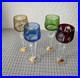 Set of 4 Hand Cut 24% Lead Crystal Multicolored 5 H Wine Glasses Made in Poland
