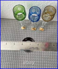 Set of 4 Hand Cut 24% Lead Crystal Multicolored 5 H Wine Glasses Made in Poland Set of 4 Hand Cut 24% Lead Crystal Multicolored 5 H Wine Glasses Made in Poland