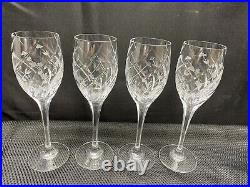 Set of 4 Mikasa ENGLISH GARDEN Cut Swirl Floral Crystal Wine Glasses 5 oz