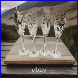 Set of (4) Mikasa Lead Crystal Arctic Lights Fluted Champagne Glasses 10 3/4 H