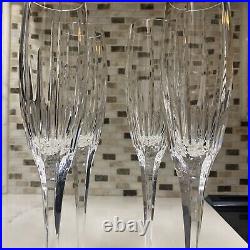 Set of (4) Mikasa Lead Crystal Arctic Lights Fluted Champagne Glasses 10 3/4 H