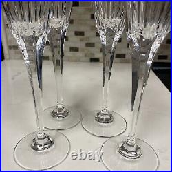 Set of (4) Mikasa Lead Crystal Arctic Lights Fluted Champagne Glasses 10 3/4 H