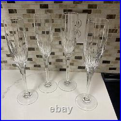 Set of (4) Mikasa Lead Crystal Arctic Lights Fluted Champagne Glasses 10 3/4 H