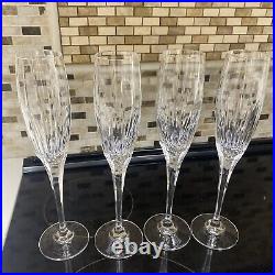 Set of (4) Mikasa Lead Crystal Arctic Lights Fluted Champagne Glasses 10 3/4 H