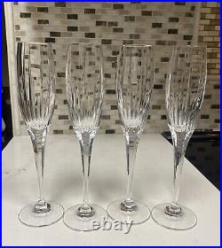 Set of (4) Mikasa Lead Crystal Arctic Lights Fluted Champagne Glasses 10 3/4 H